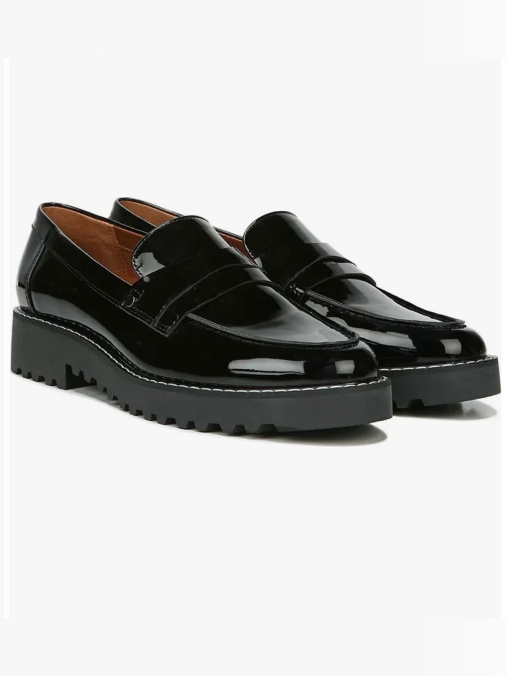 🆕 
 Black Patent Lug Sole Loafers, Size 7.5W
